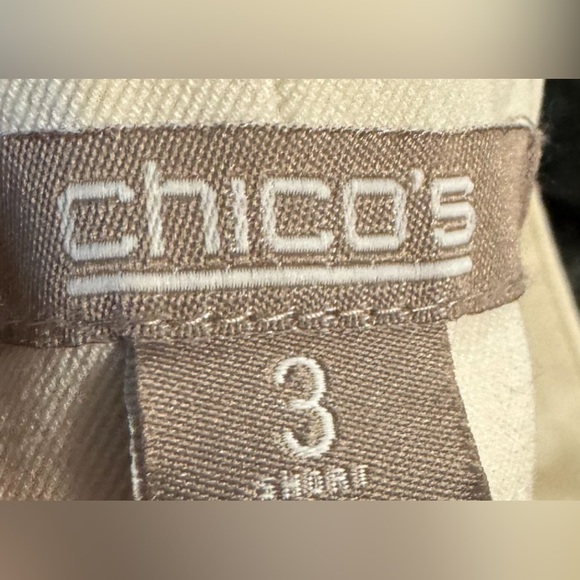 Chico’s Pants 3 Cream Straight Stretch Comfort Slimming Flat Front Office Career - Picture 2 of 8